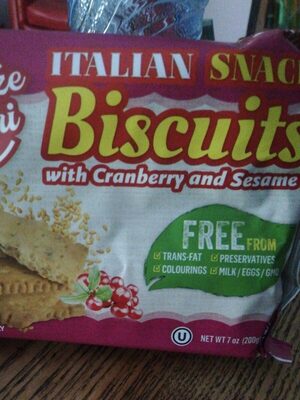 Italian snack biscuits with cramberry ans Sesame