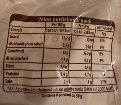 Taralli del contadino nutrition facts table