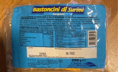 Bastoncini di surimi surgelati front packaging