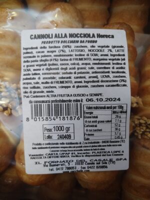 Cannoli alla nocciola front packaging