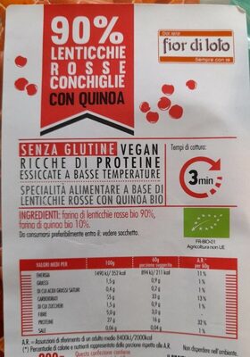 90% lenticchie rosse conchiglie con quinoa