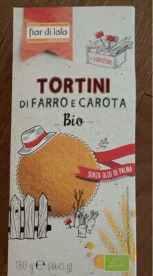 Tortini di farro e carota front packaging
