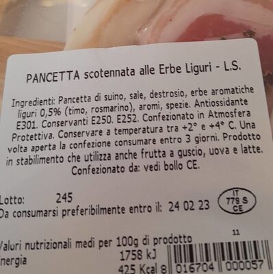 Pancetta ascotennata alle erbe liguri