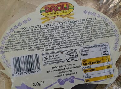 Mostaccioli ripieni al gusto di cacao e nocciole