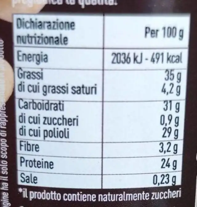 Protein natur power nutrition facts table