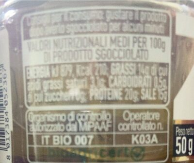 Filetti di alici antica tradizione nutrition facts table