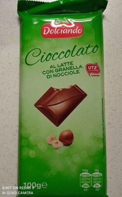 Cioccolato al latte con granella di nocciole front packaging