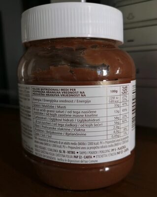 Crema alla nocciola nutrition facts table