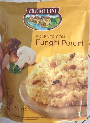 Polenta con funghi porcini front packaging