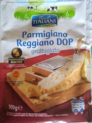 parmigiano reggiano DOP grattugiato front packaging