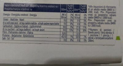 Succo e polpa nutrition facts table