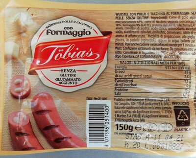 Wurstel pollo e tacchino con formaggio