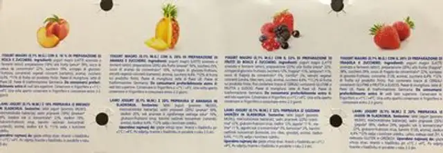 Yogurt magro con pezzi di frutta ingredients label