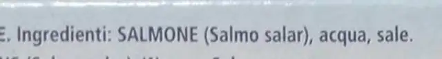 Filetti di salmone al naturale ingredients label