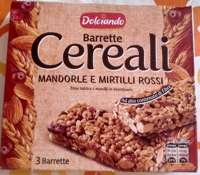 Barrette cereali mandorle e mirtilli