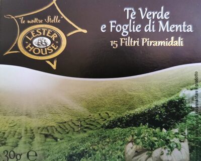 Tè verde e foglie di menta front packaging