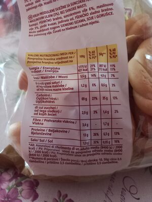 Ciambelle gustose senza strutto ingredients label