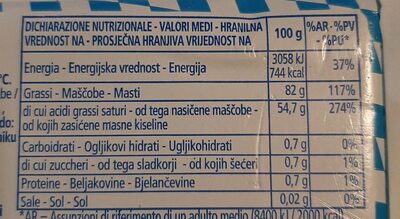 Burro bavarese nutrition facts table