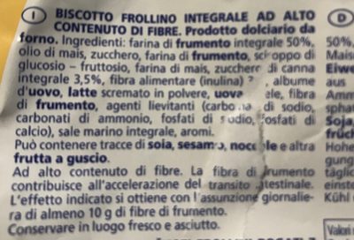 FROLLINI INTEGRALI ingredients label