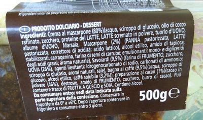 Tiramisu ingredients label