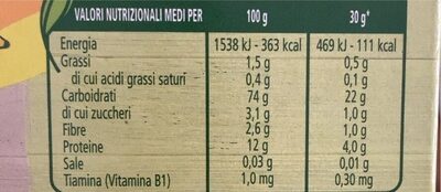 Tempestine per pappe nutrition facts table