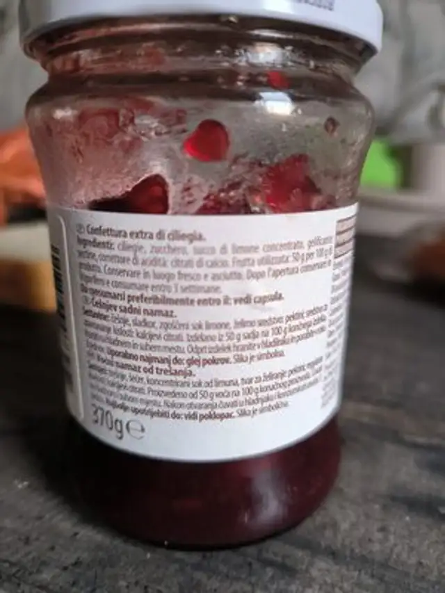 Ciliegia confittura extra ingredients label