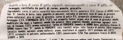 Crocchette pollo e formaggio ingredients label