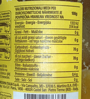 Miele millefiori nutrition facts table