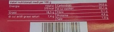 Torta crema cacao nutrition facts table