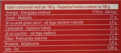 Plumcake variegato Yogurt e Cacao nutrition facts table