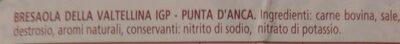 Bresaola della valtellina I.G.P. ingredients label