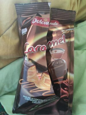 Caramel,praline di cioccolato front packaging