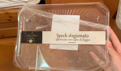 Speck stagionato affumicato con legno di faggio front packaging