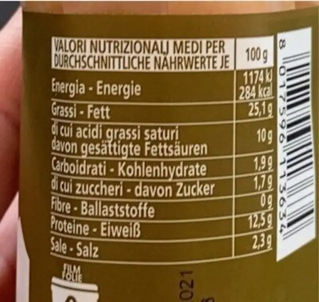 Servelade nutrition facts table