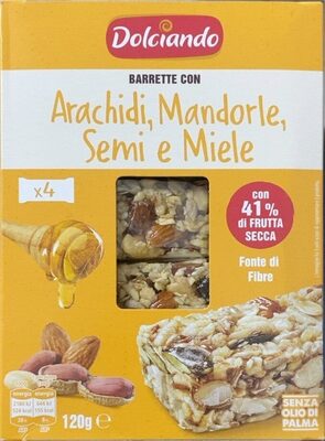 Barrette con arachidi, mandorle semi e miele