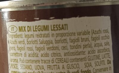 Mix di legumi ingredients label