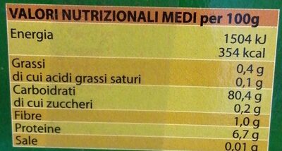 Riso carnaroli nutrition facts table