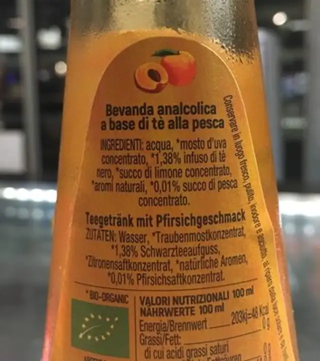 Tea collection ingredients label