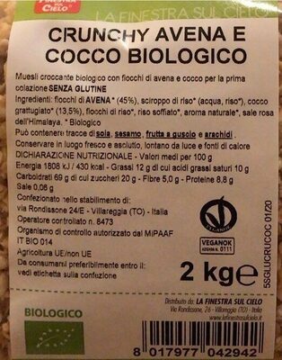 Crunchy Avena e Cocco Biologico