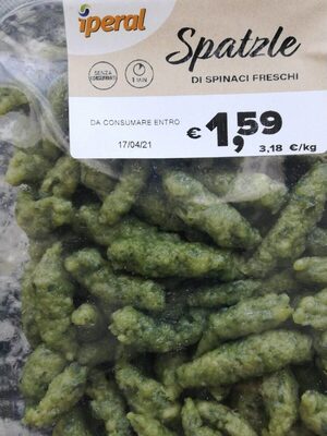 Spatzle di spinaci freschi front packaging