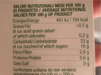Naturello prugna nutrition facts table