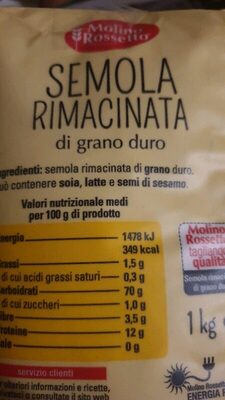 Farina di semola di grano duro rimacinata