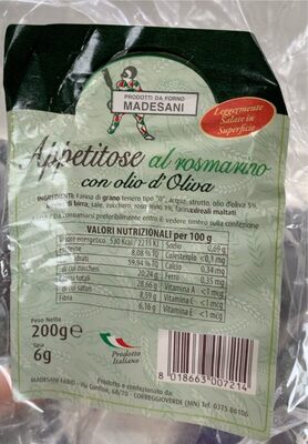 Appetitose al rosmarino con olio d’oliva front packaging
