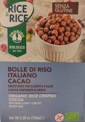 Bolle di riso italiano cacao front packaging