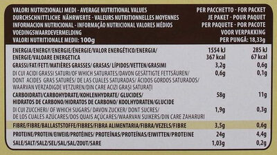 Crispy Crackers con Ceci Lenticchie e Piselli nutrition facts table