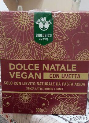 Dolce natale vegan con uvetta front packaging