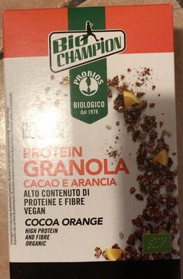Protein granola cacao e arancia front packaging