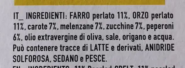 Il buon piatto insal'arte ingredients label