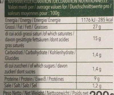 Stracciatella bio nutrition facts table