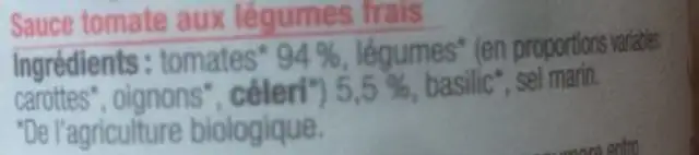 Tomatensauce Salsa pronta ingredients label